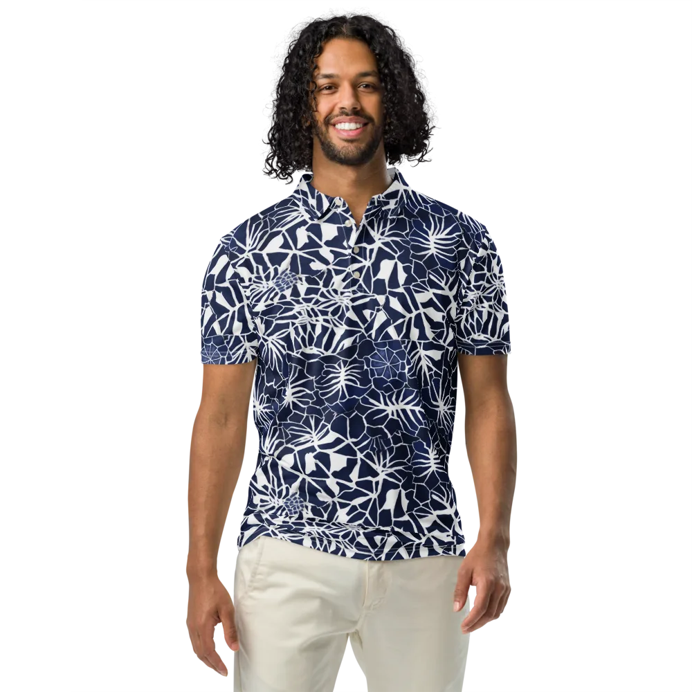 Indigo Bloom on Men's Slim Fit Polo Shirt — Front