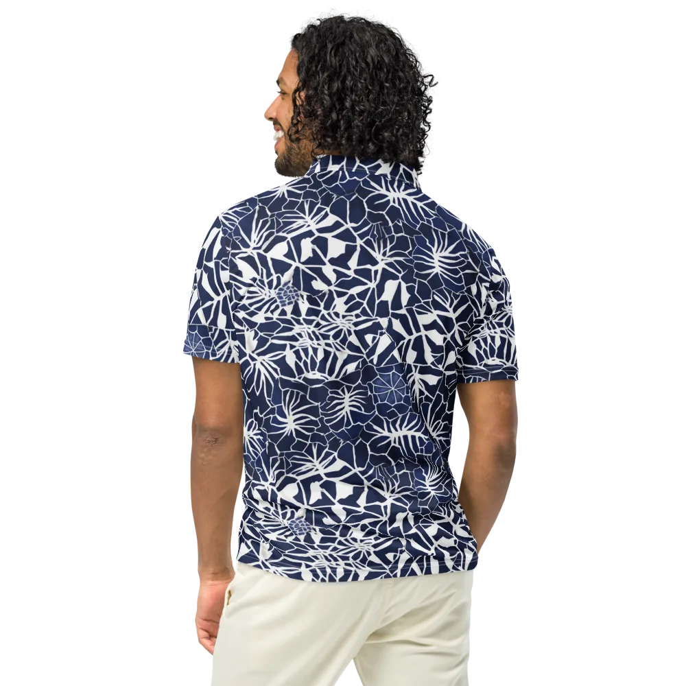 Indigo Bloom on Men's Slim Fit Polo Shirt — Back