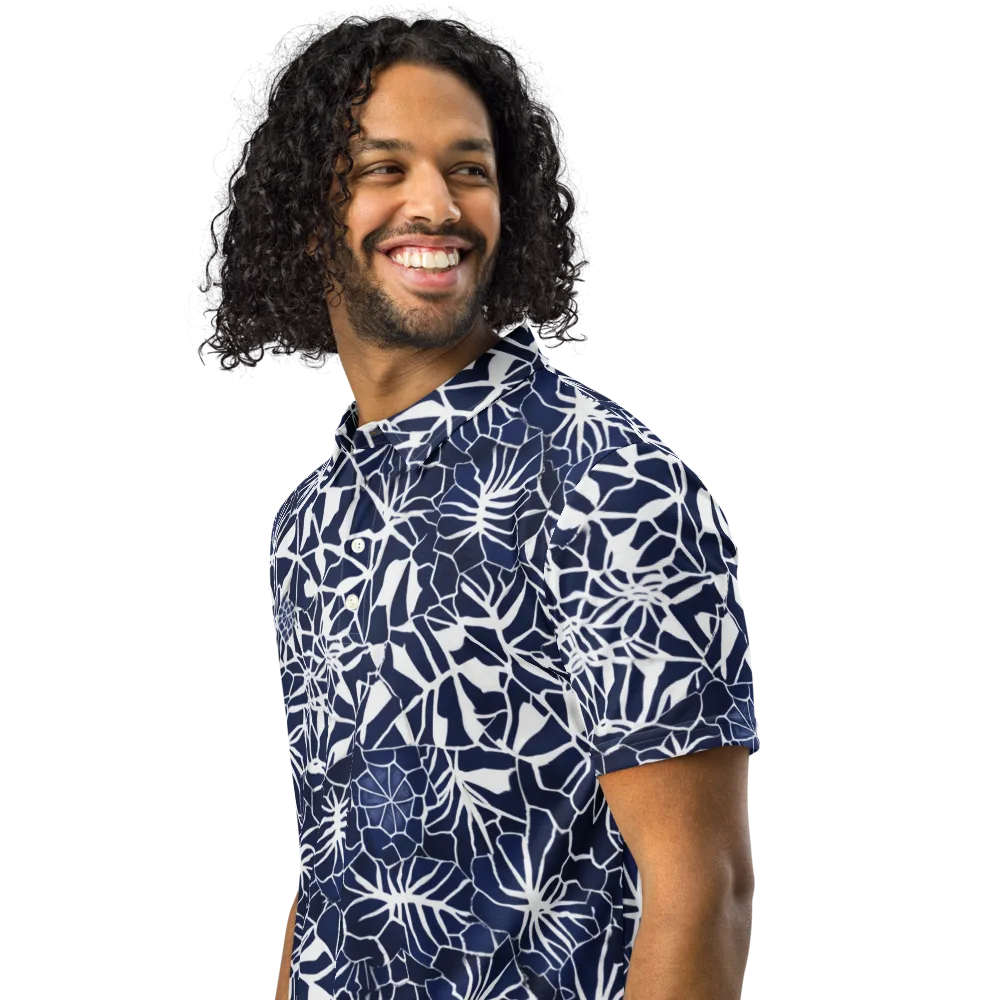 Indigo Bloom on Men's Slim Fit Polo Shirt — Left Front