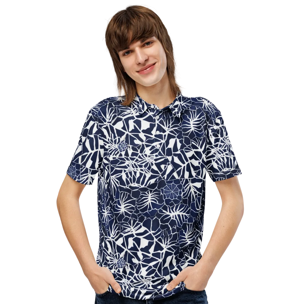 Indigo Bloom on Men's Slim Fit Polo Shirt — Front