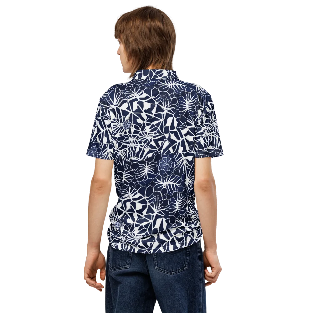 Indigo Bloom on Men's Slim Fit Polo Shirt — Back