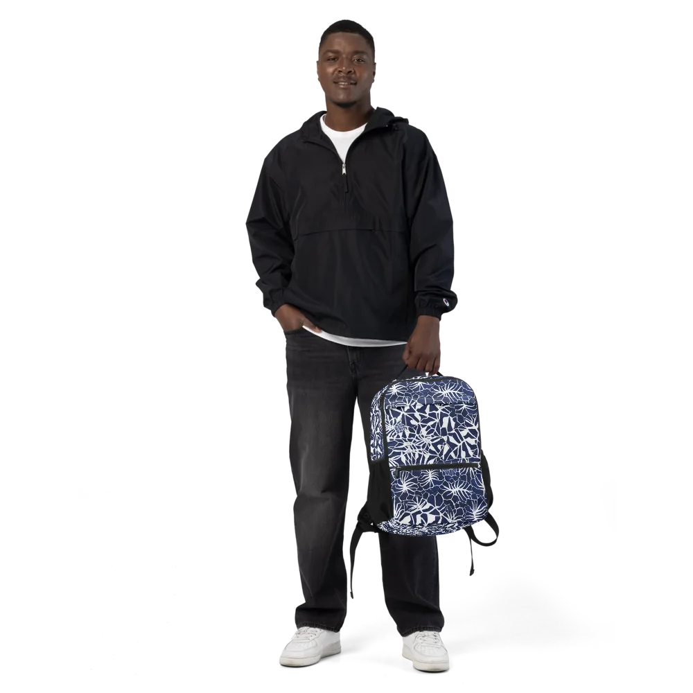 Indigo Bloom on Utility Backpack — Front