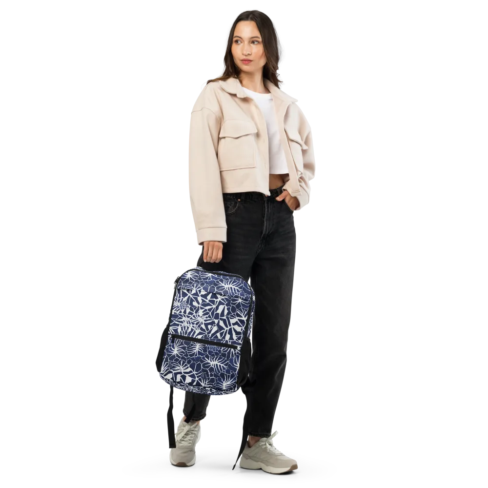 Indigo Bloom on Utility Backpack — Front