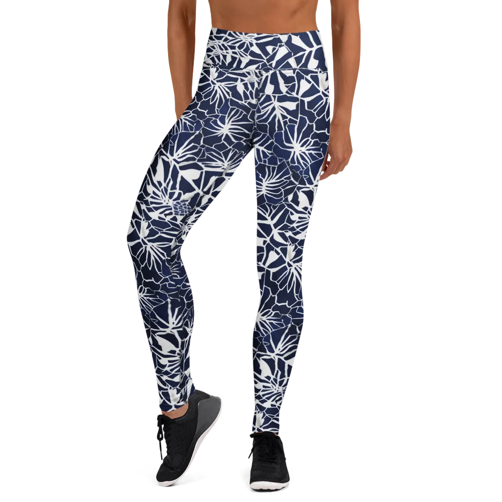 Indigo Bloom on Yoga Leggings — Front