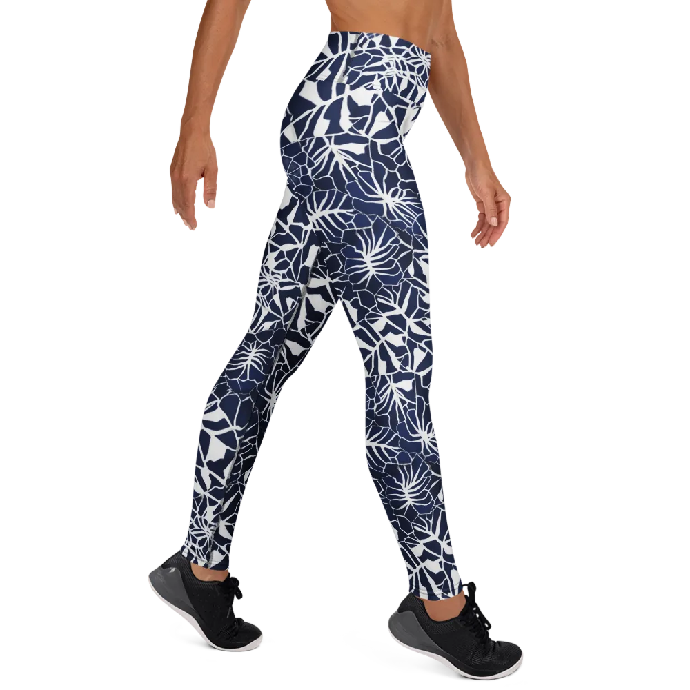 Indigo Bloom on Yoga Leggings — Right