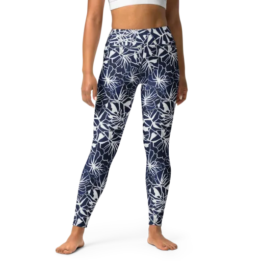 Indigo Bloom on a Yoga Leggings
