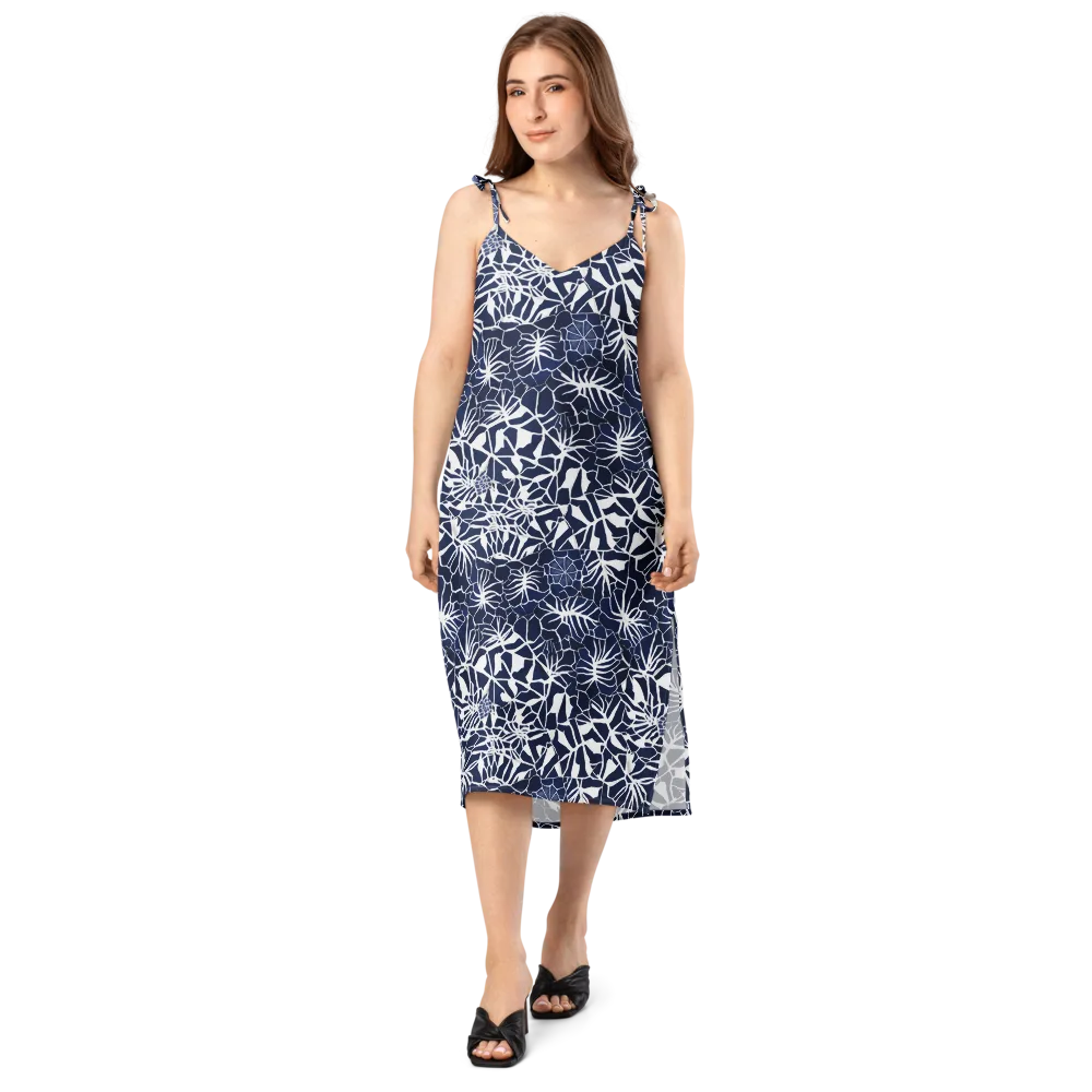 Indigo Bloom on Slip Dress — Front