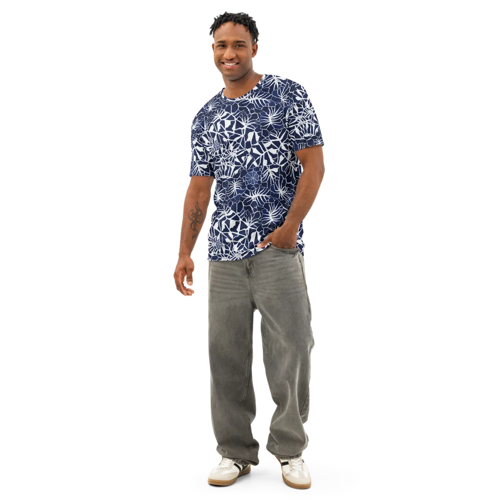 Indigo Bloom on Men's Cotton Crew Neck T-Shirt — Front