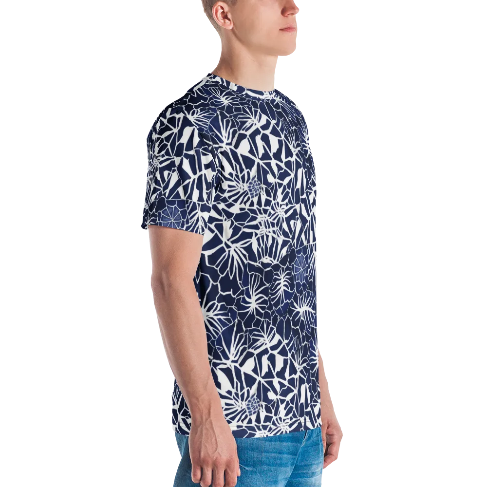 Indigo Bloom on Men's Crew Neck T-Shirt — Right