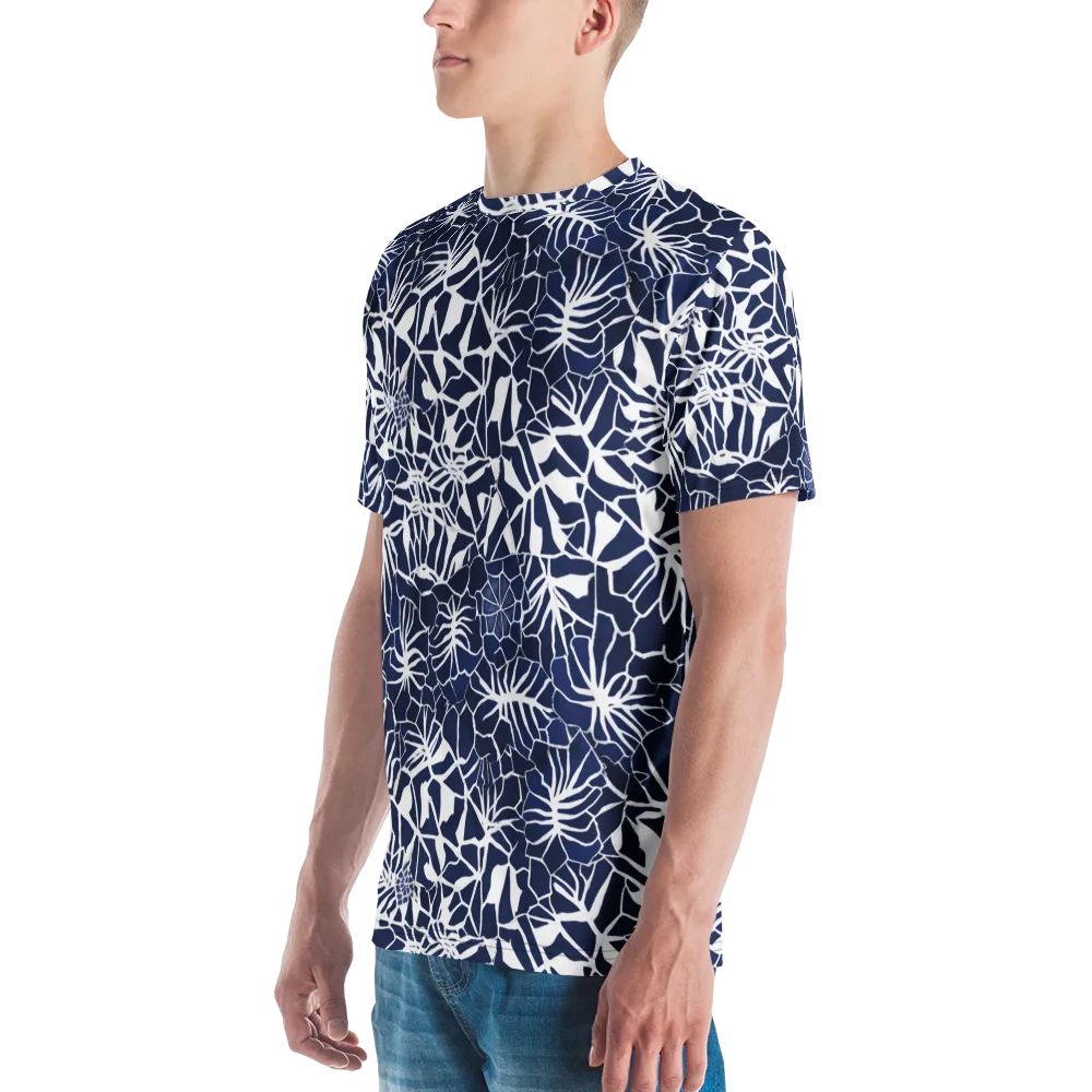 Indigo Bloom on Men's Crew Neck T-Shirt — Left