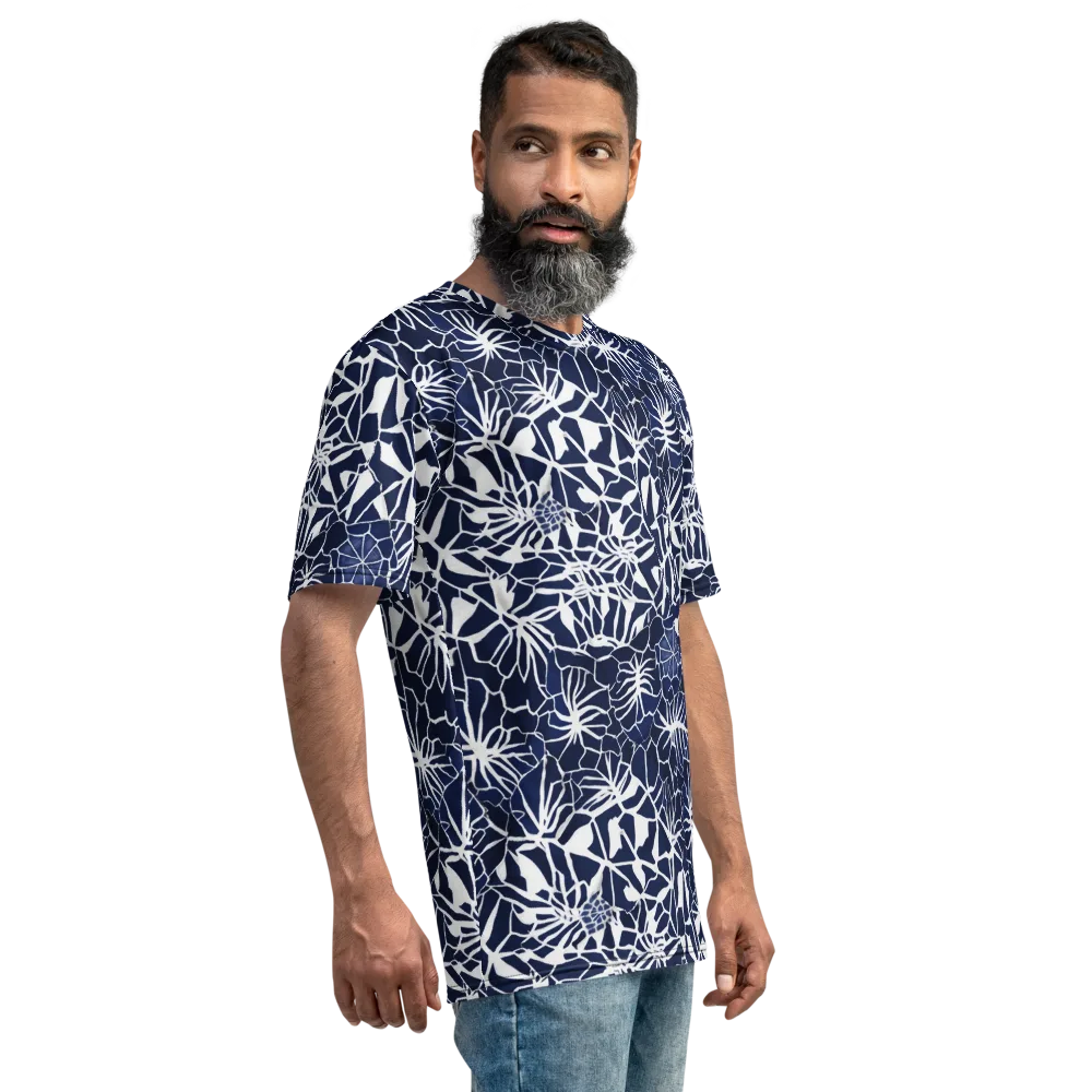 Indigo Bloom on Men's Crew Neck T-Shirt — Right