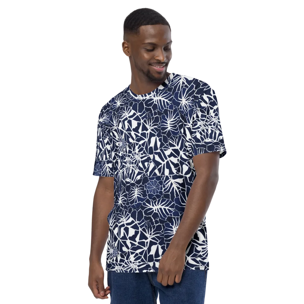 Indigo Bloom on Men's Crew Neck T-Shirt — Left