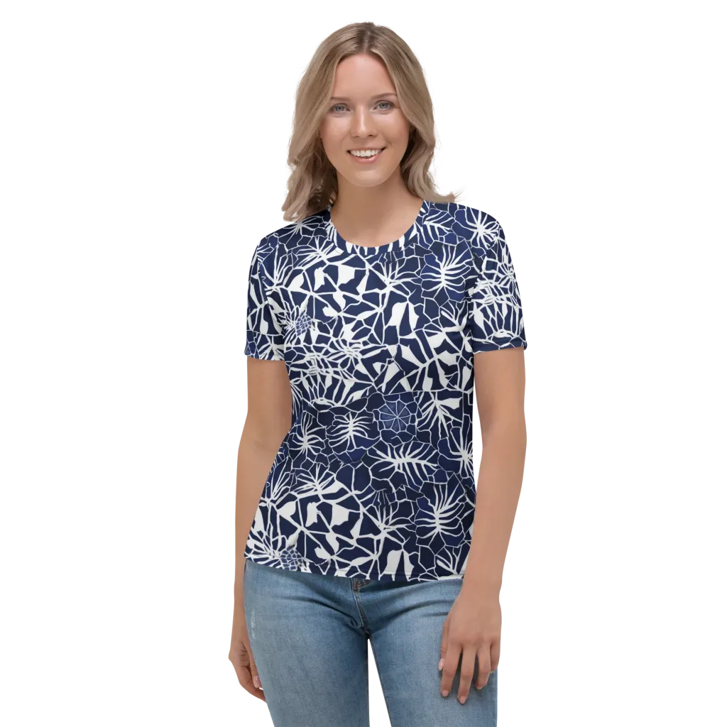 Indigo Bloom on Women's Crew Neck T-Shirt — Front