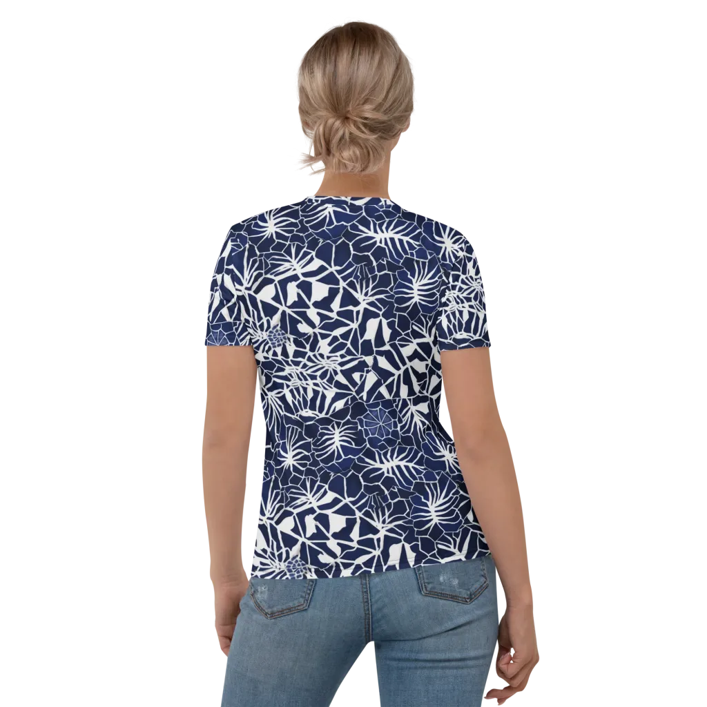 Indigo Bloom on Women's Crew Neck T-Shirt — Back