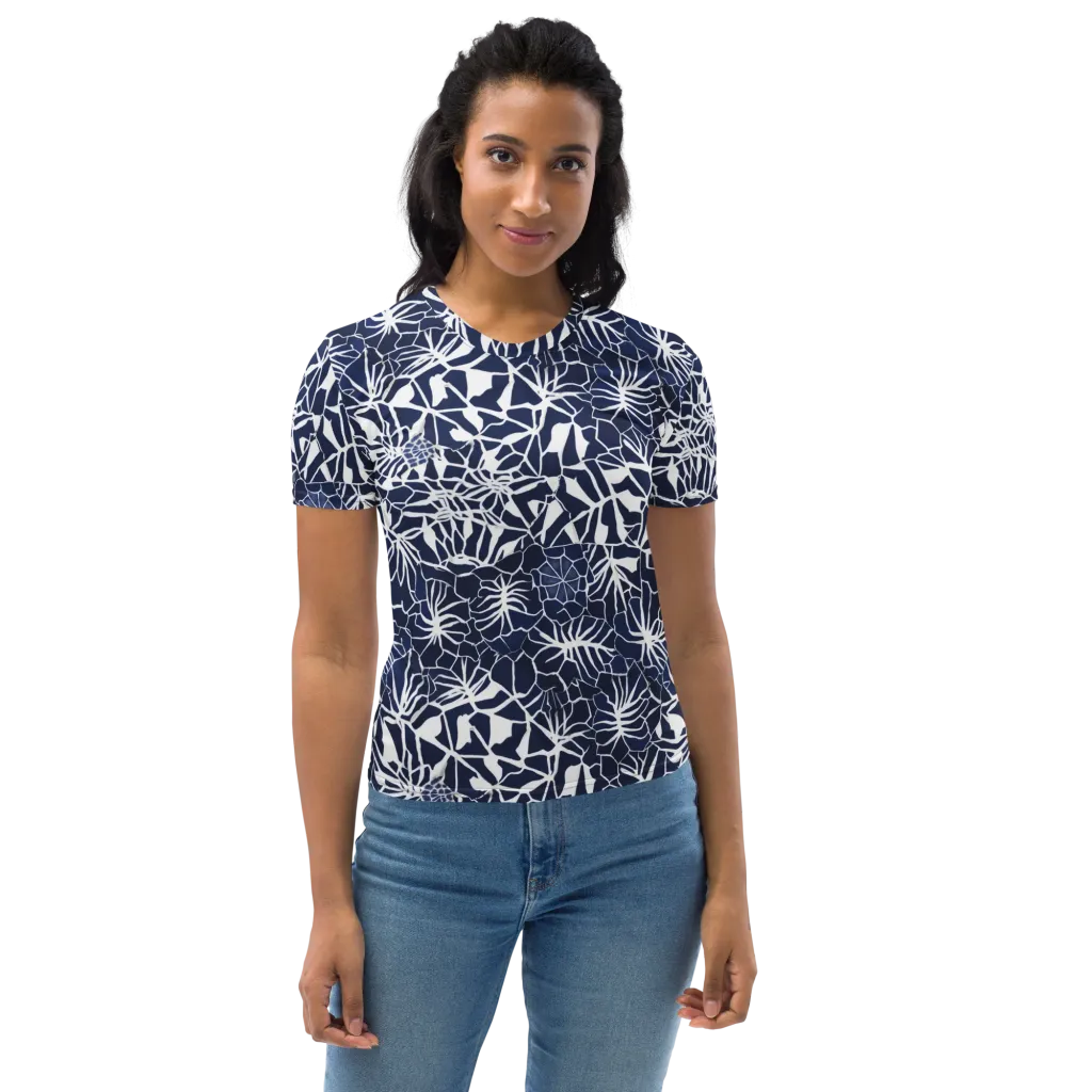 Indigo Bloom on Women's Crew Neck T-Shirt — Front