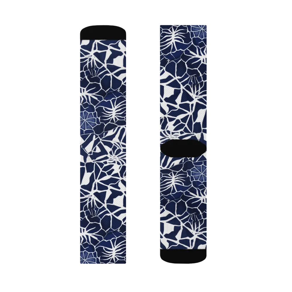 Indigo Bloom on Socks — Right Sock