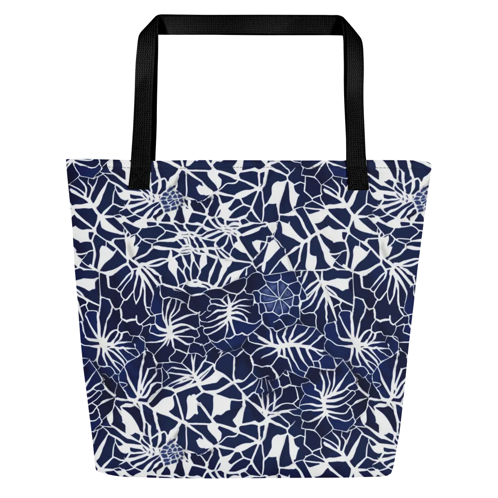 Indigo Bloom on Large Tote Bag W/ Pocket — Front