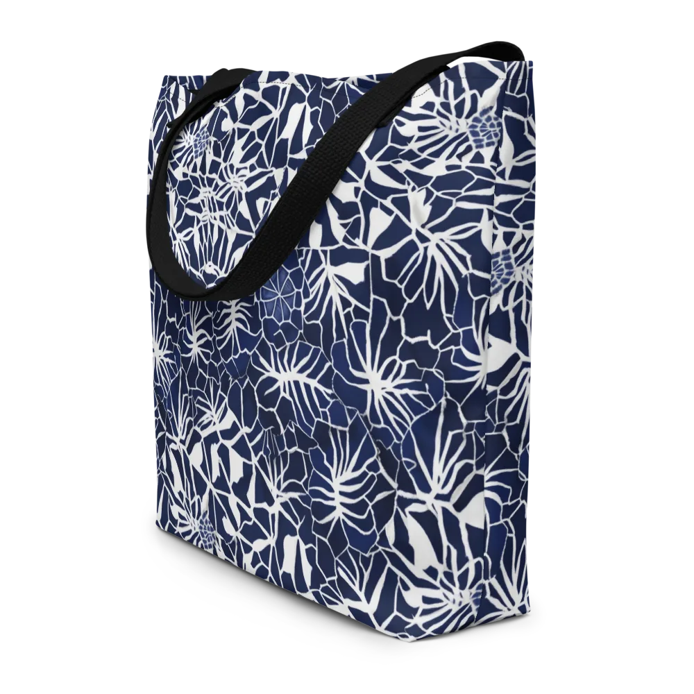 Indigo Bloom on Large Tote Bag W/ Pocket — Front