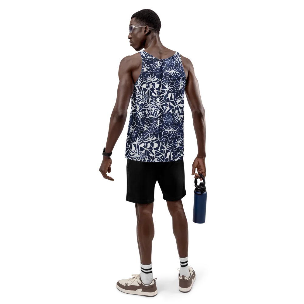 Indigo Bloom on Men's Tank Top — Back