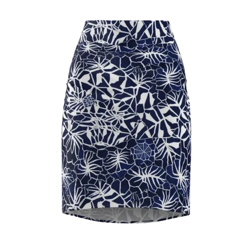 Indigo Bloom on a Pencil Skirt