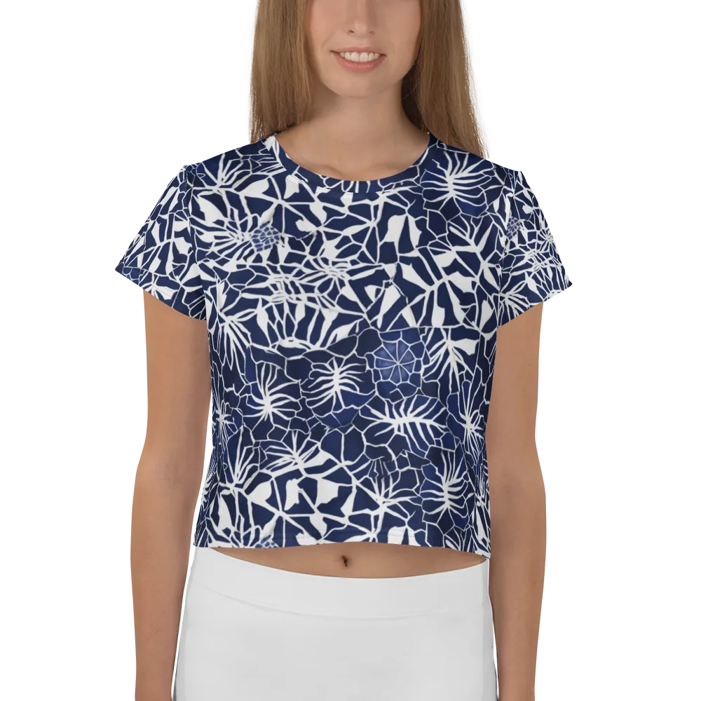 Indigo Bloom on Crop Tee — Front