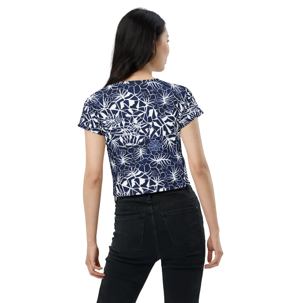 Indigo Bloom on Crop Tee — Back