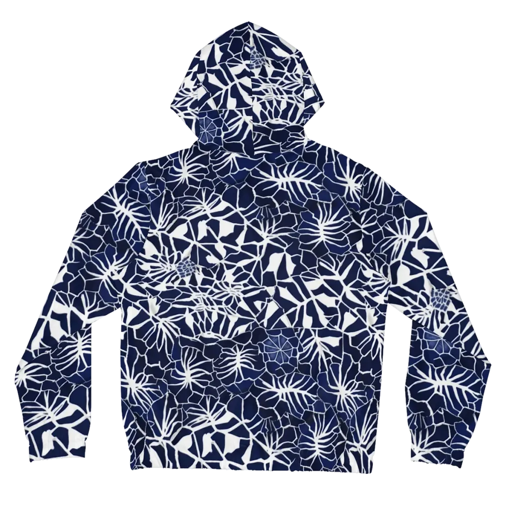 Indigo Bloom on Women's Full-Zip Hoodie — Back