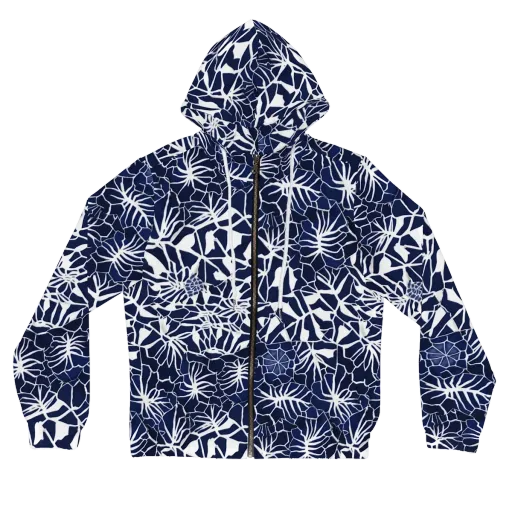 Indigo Bloom on a Women's Full-Zip Hoodie