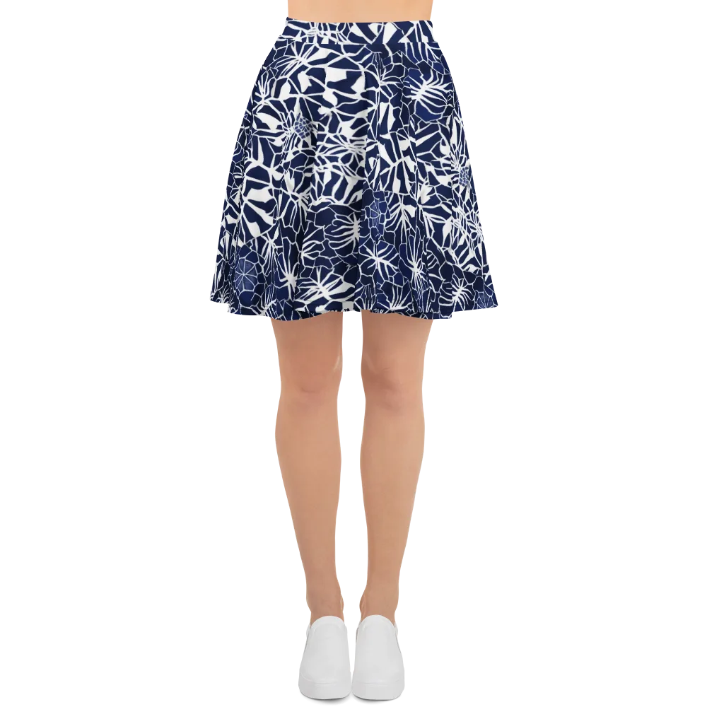 Indigo Bloom on Skater Skirt — Front
