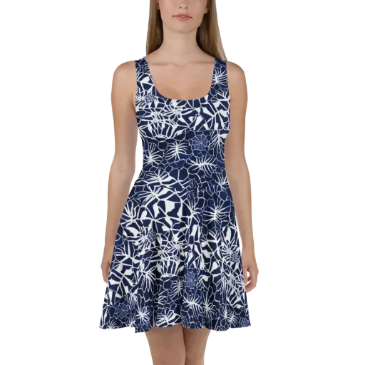 Indigo Bloom on a Skater Dress