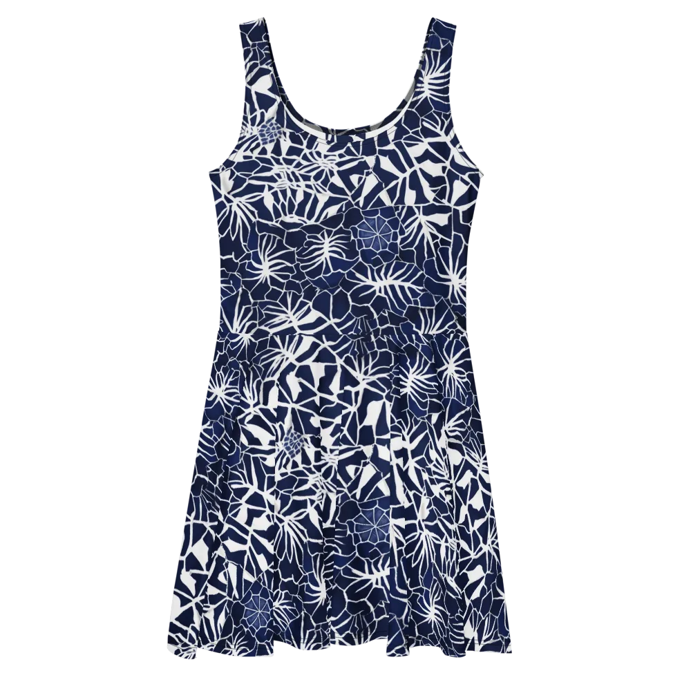 Indigo Bloom on Skater Dress — Front
