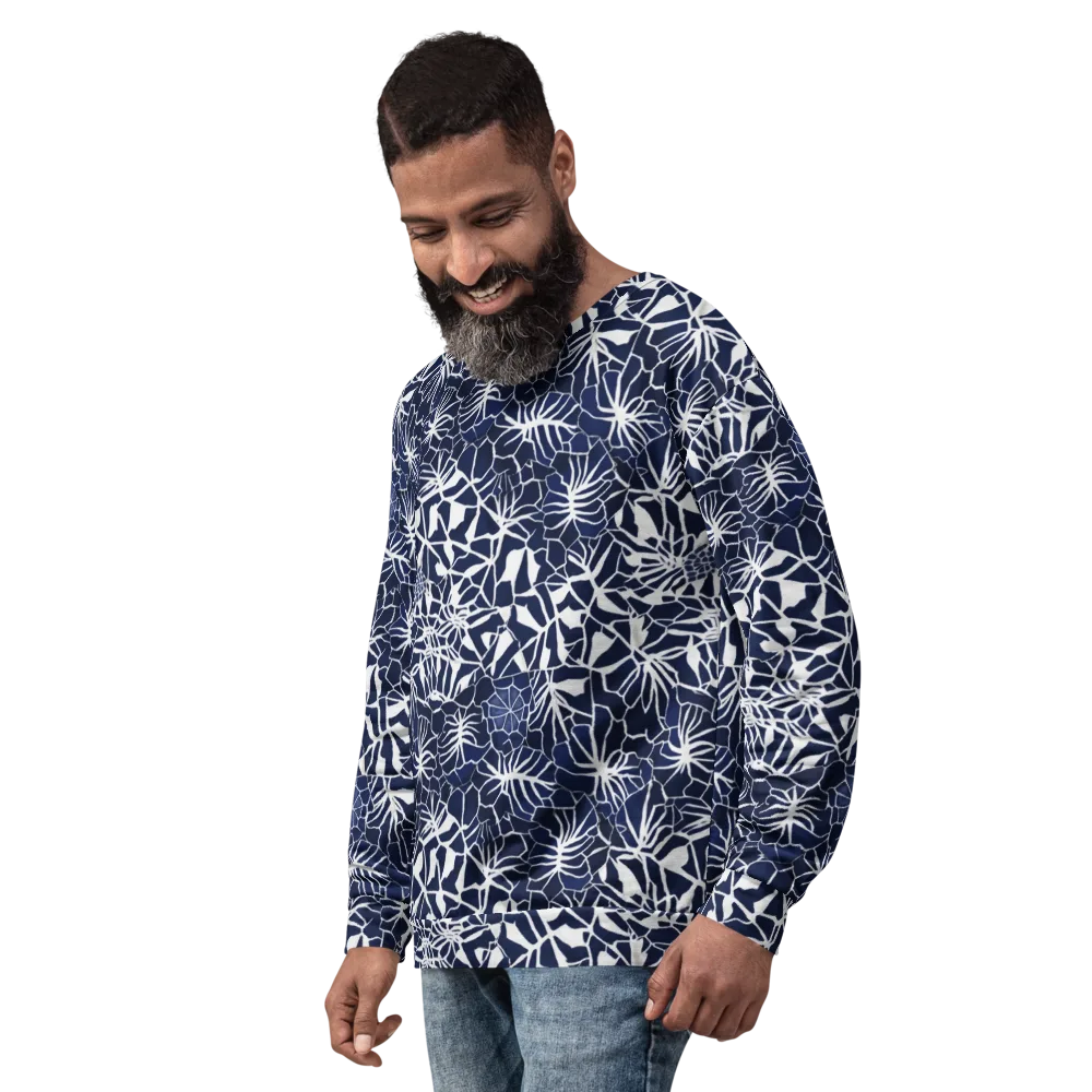 Indigo Bloom on Sweatshirt — Left Front