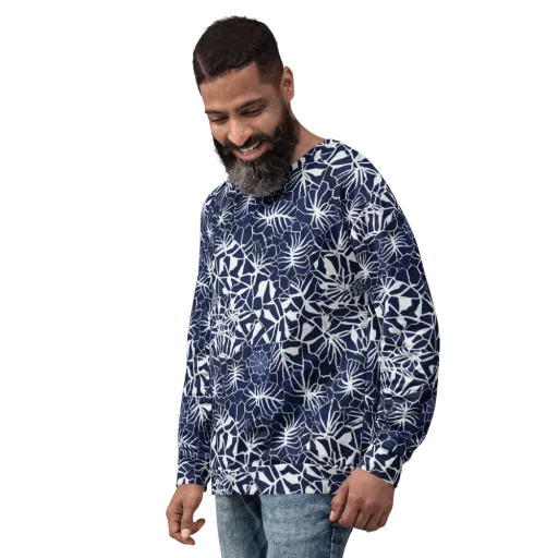 Indigo Bloom on a Sweatshirt