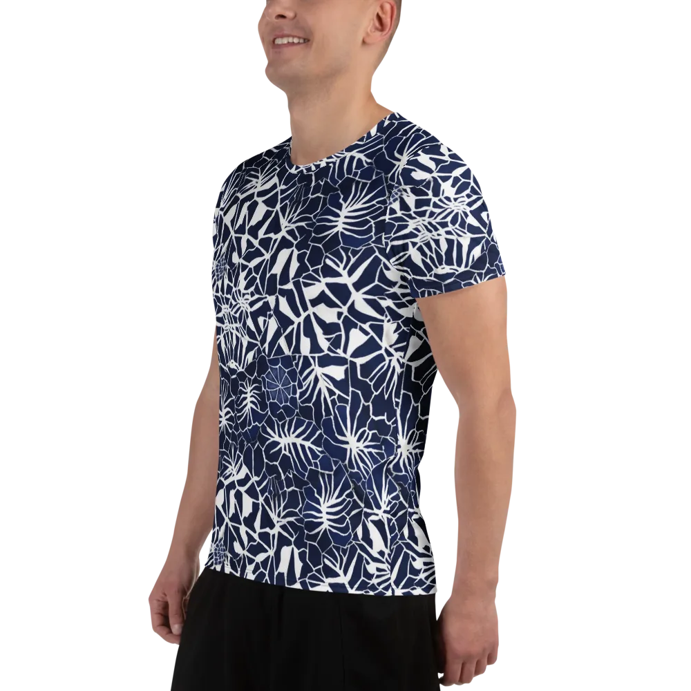 Indigo Bloom on Men's Athletic T-Shirt — Left