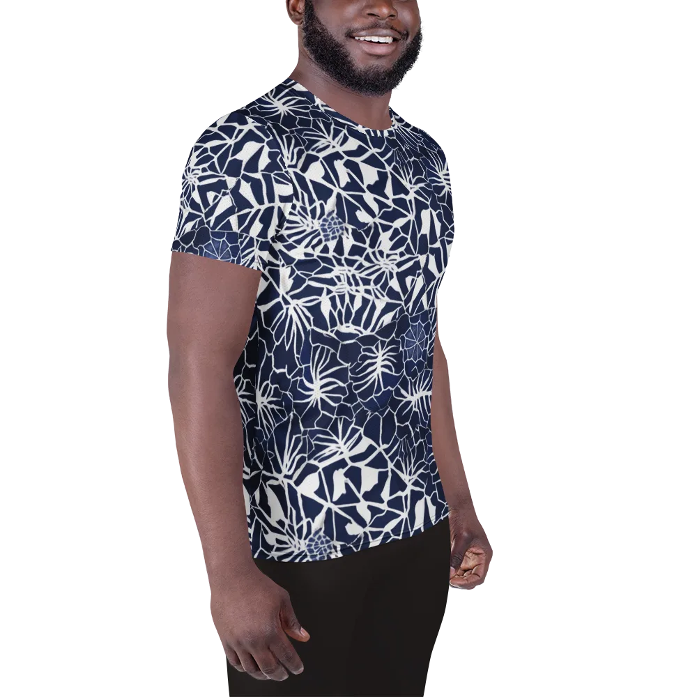 Indigo Bloom on Men's Athletic T-Shirt — Right
