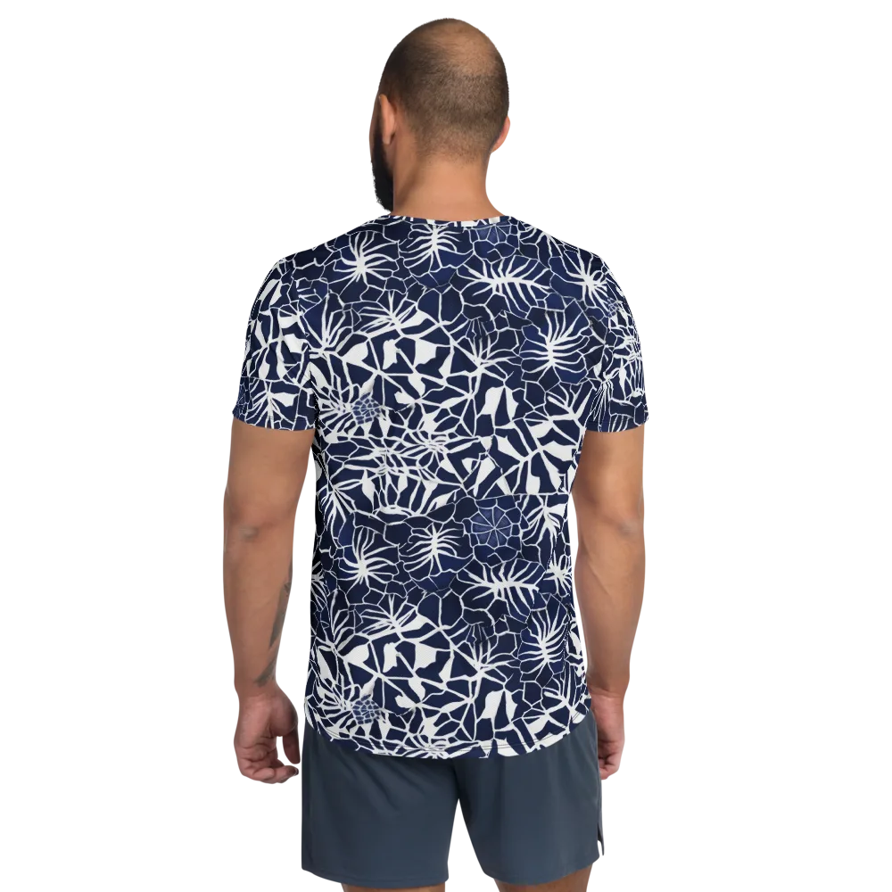 Indigo Bloom on Men's Athletic T-Shirt — Back