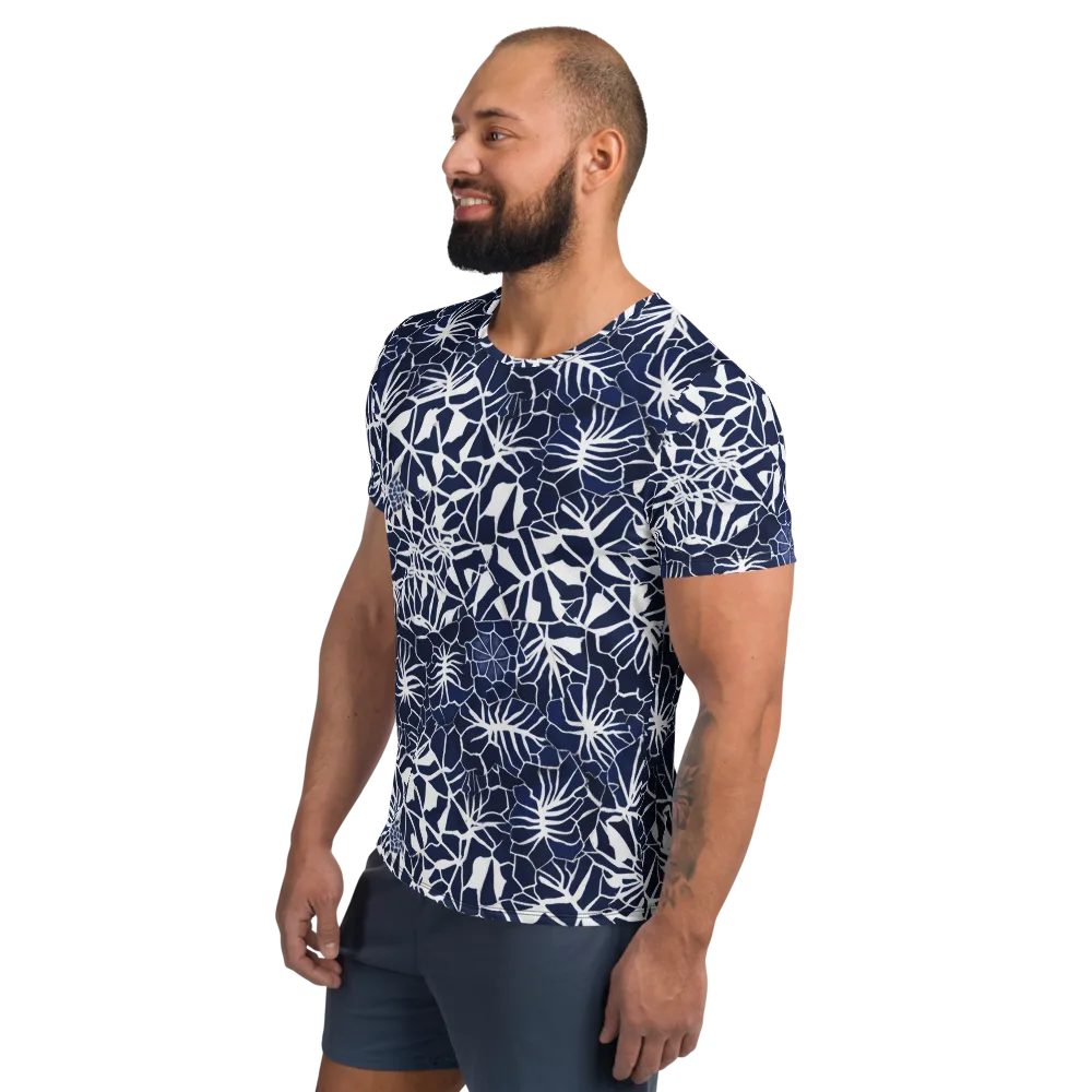 Indigo Bloom on Men's Athletic T-Shirt — Left