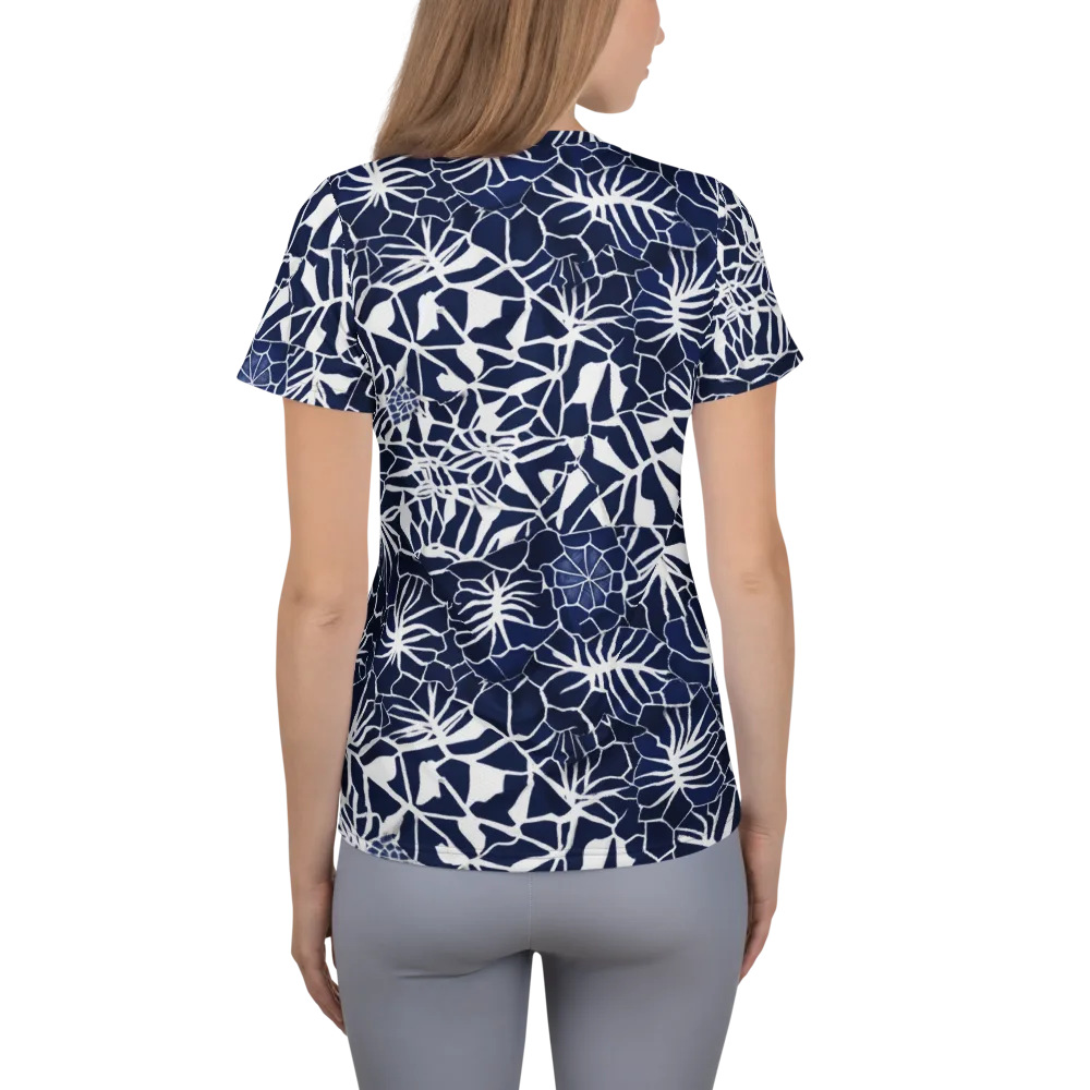Indigo Bloom on Women's Athletic T-Shirt — Back
