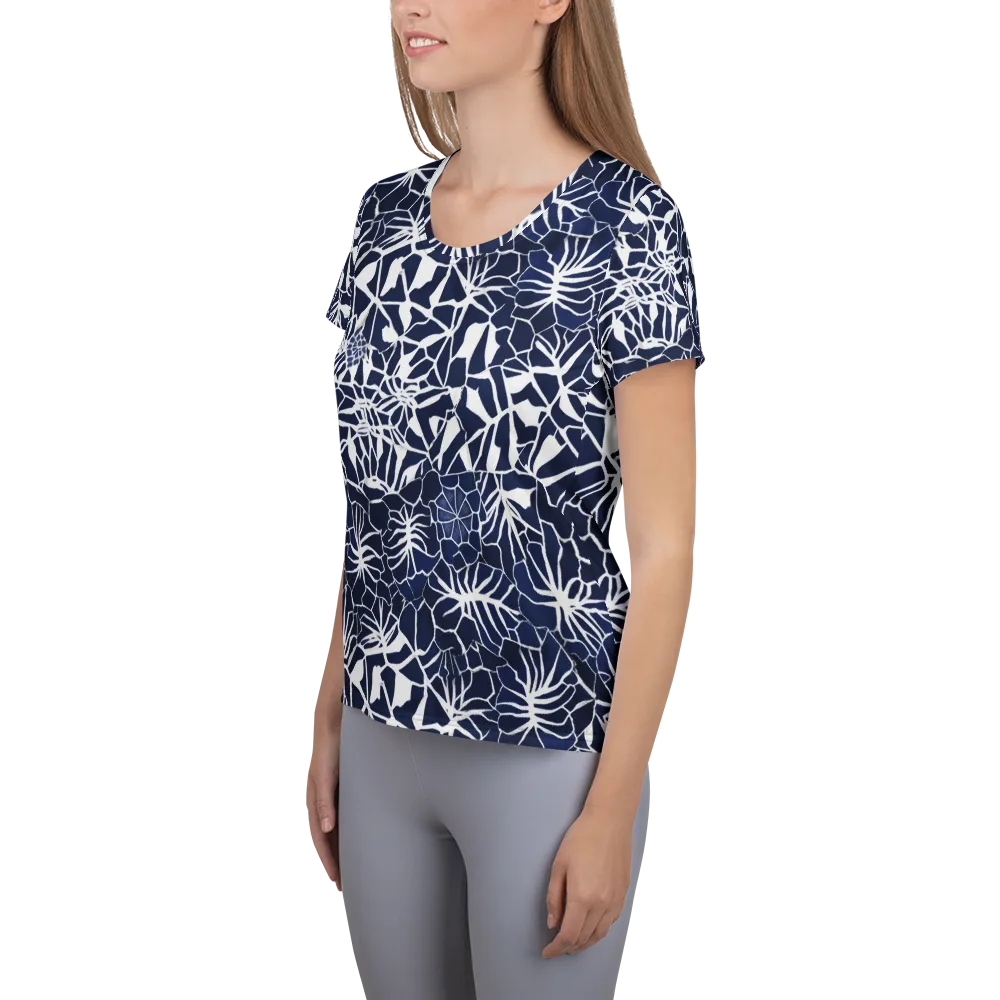Indigo Bloom on Women's Athletic T-Shirt — Left