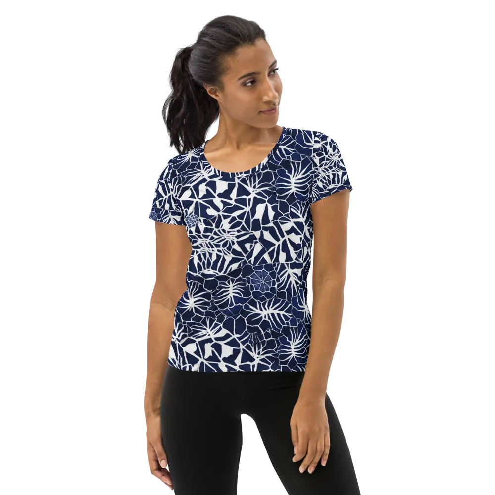 Indigo Bloom on Women's Athletic T-Shirt — Front