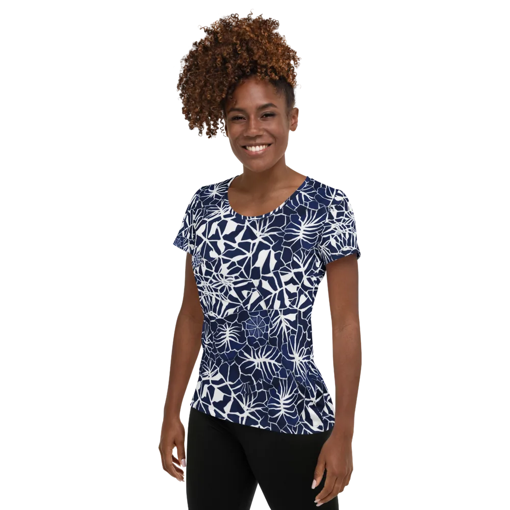 Indigo Bloom on Women's Athletic T-Shirt — Left