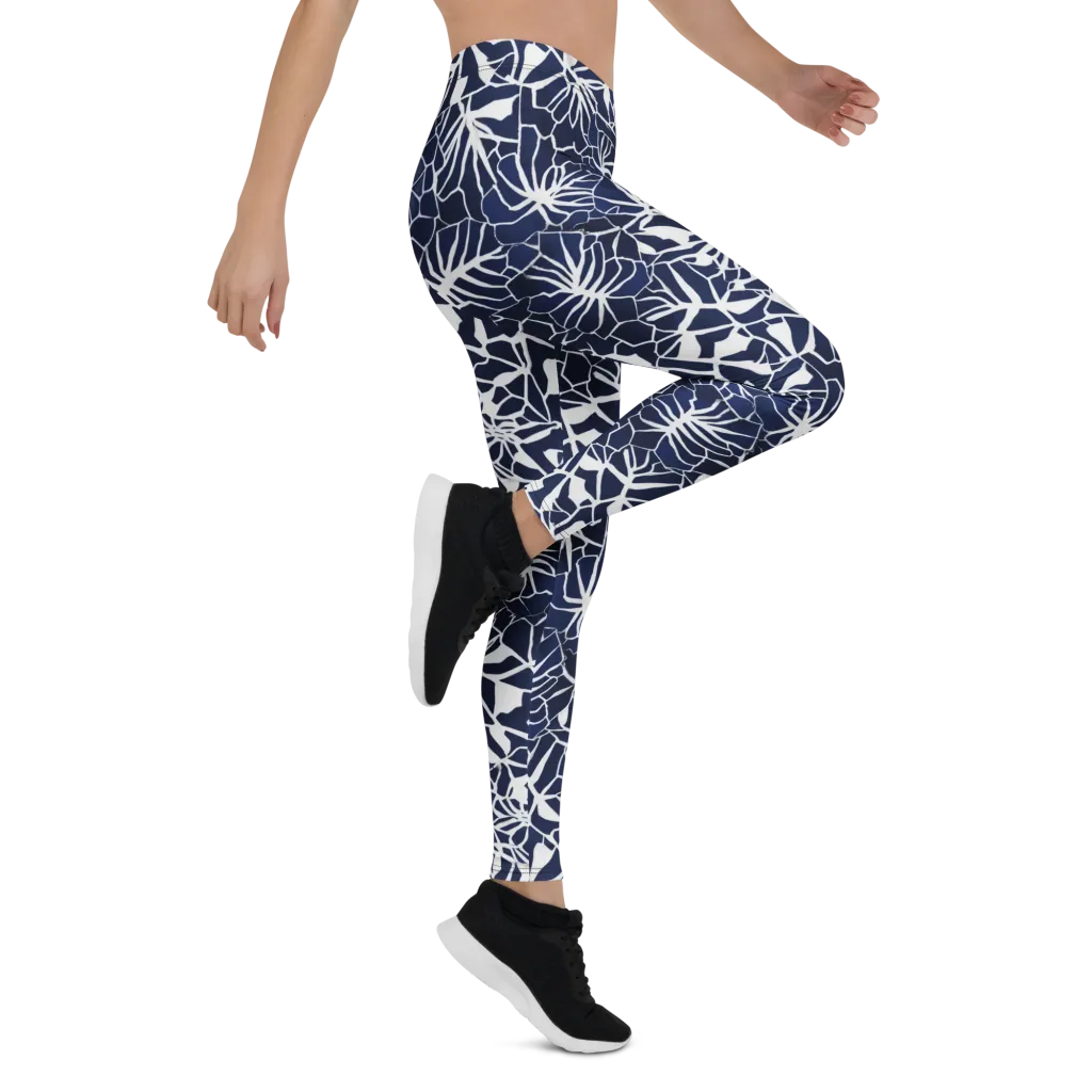 Indigo Bloom on Leggings — Right