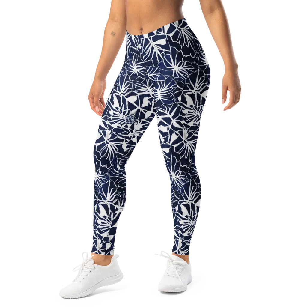 Indigo Bloom on Leggings — Left Front
