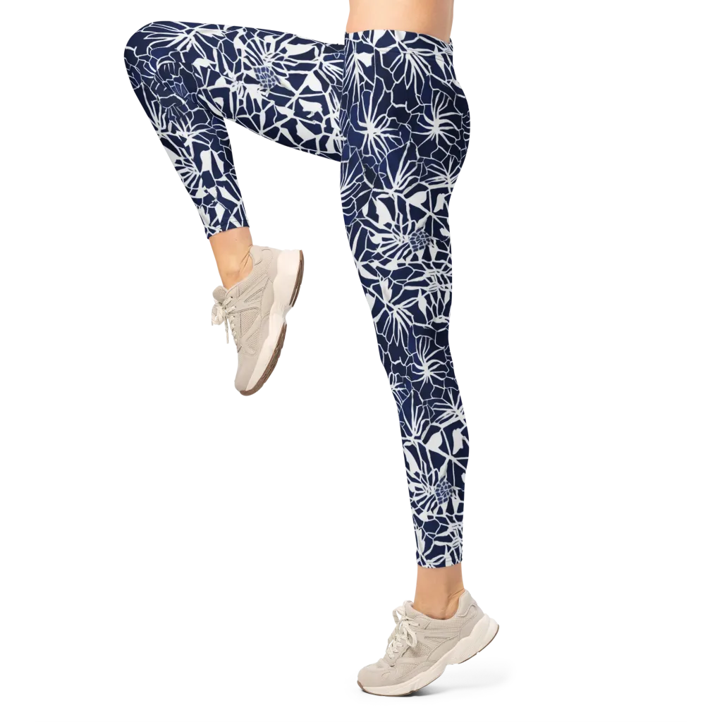 Indigo Bloom on Leggings — Left