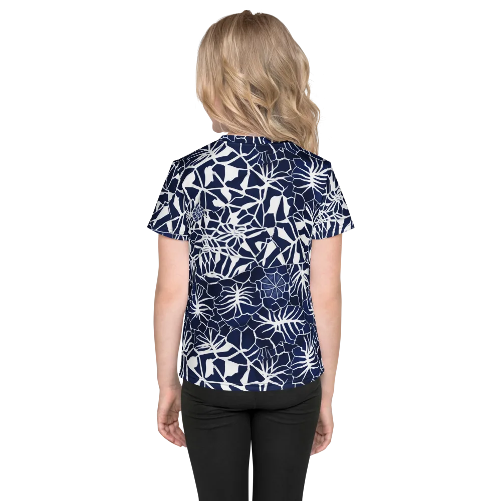 Indigo Bloom on Kids Crew Neck T-Shirt — Back