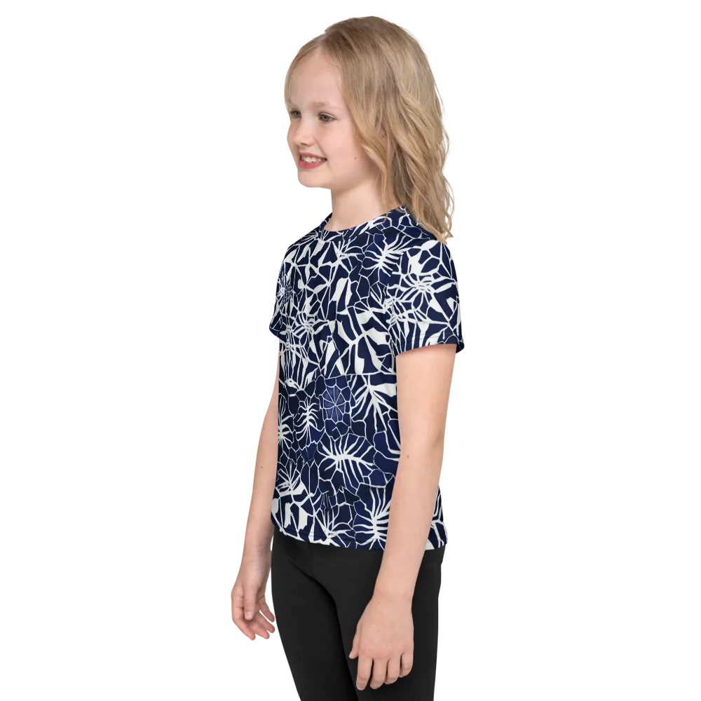 Indigo Bloom on Kids Crew Neck T-Shirt — Left