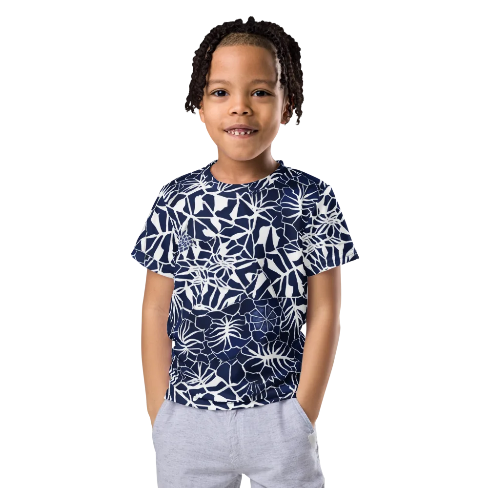 Indigo Bloom on Kids Crew Neck T-Shirt — Front