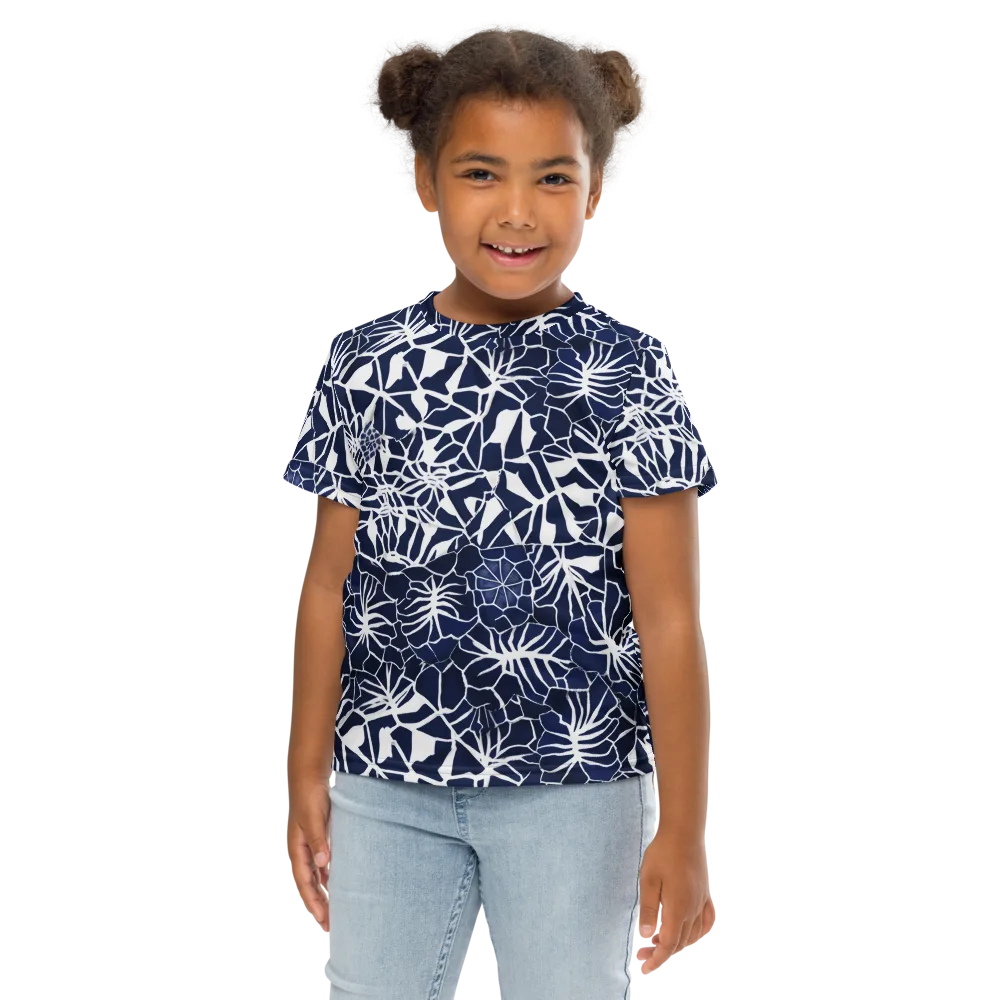 Indigo Bloom on Kids Crew Neck T-Shirt — Front