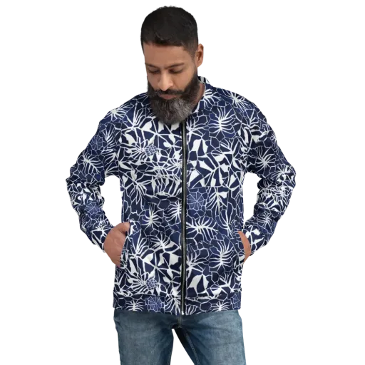 Indigo Bloom on a Bomber Jacket