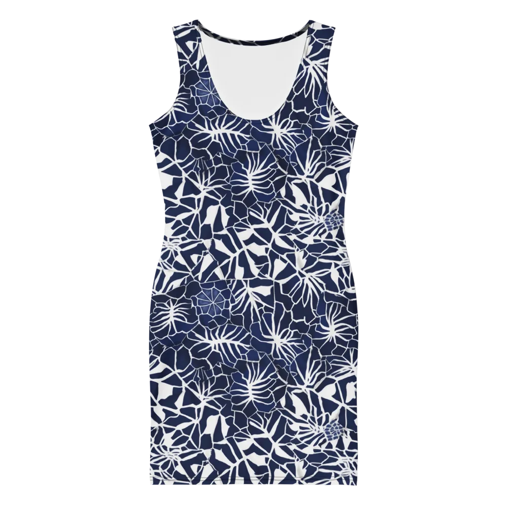 Indigo Bloom on Bodycon Dress — Front